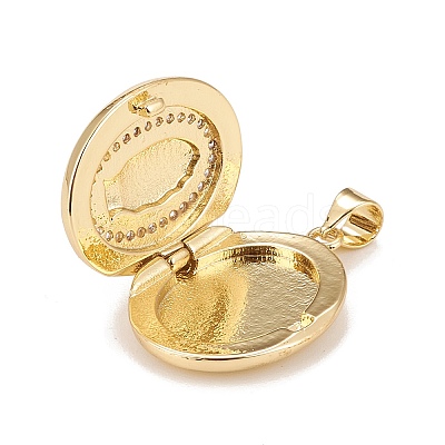Brass Micro Pave Cubic Zirconia Locket Pendants LS-KK-A161-49G-1