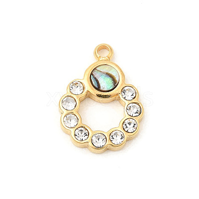Natural Paua Shell Ring Charms STAS-P431-16G-1