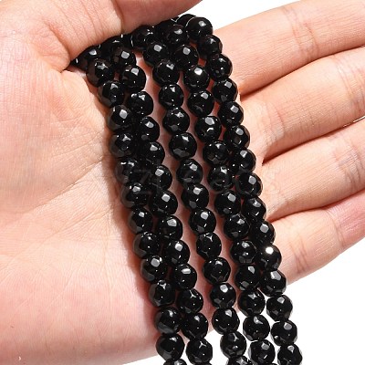 Black Stone Beads Strands G-I087-6mm-1
