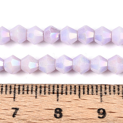 Anti-Tarnish Electroplate Bicone Glass Beads Strands X-EGLA-T021-4mm-16-01-1