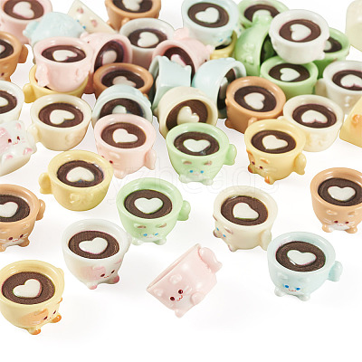 42Pcs 7 Colors Coffee Cup Resin Mini Model DJEW-TA0001-40-1
