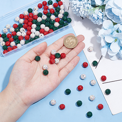120Pcs 3 Colors Pave Disco Ball Beads RB-PH0001-42-1