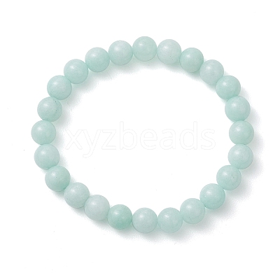 Dyed Natural Malaysia Jade Round Beads Stretch Bracelets for Women Men BJEW-JB13441-1