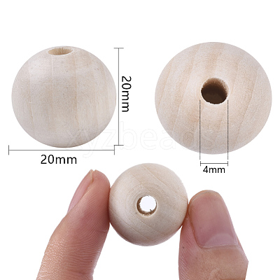Natural Unfinished Wood Beads WOOD-S651-A20mm-LF-1