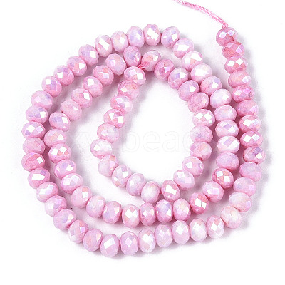 Anti-Tarnish Electroplate Rondelle Glass Beads Strands EGLA-T021-6mm-17-02-1