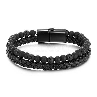 Natural Lava Rock Beaded Bracelets PW24070600119-1