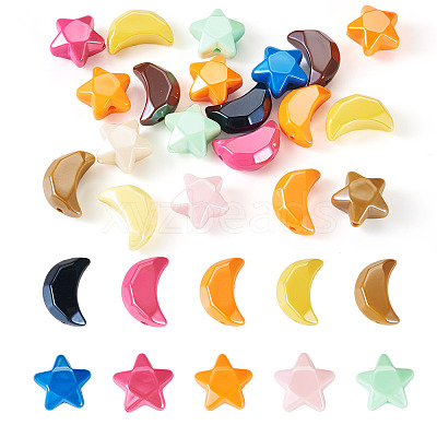 20Pcs 2 Styles Opaque Acrylic Beads OACR-TA0002-98-1