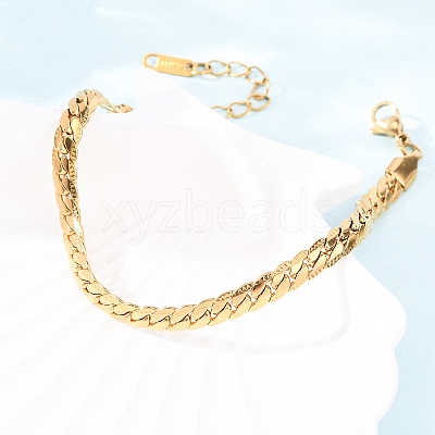 304 Stainless Steel Panzer Chain Bracelets for Women BJEW-F529-15G-1