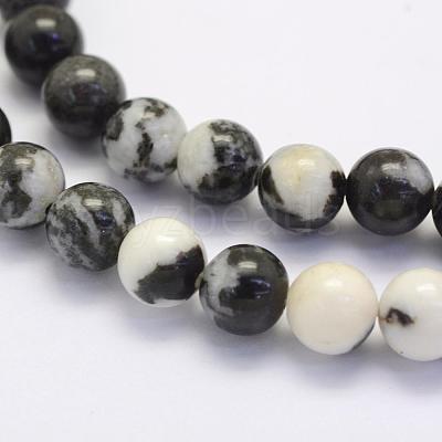 Natural Black Zebra Jasper Beads Strands G-G697-F02-8mm-1