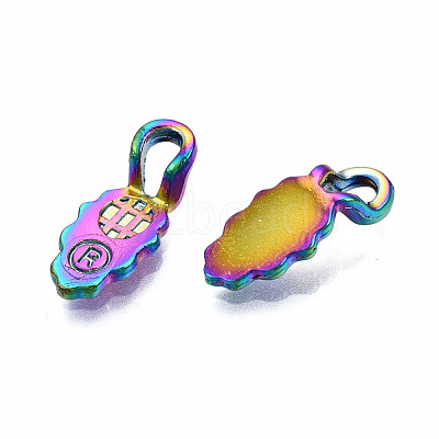 Rainbow Color Alloy Glue-on Flat Pad Bails for Pendant Making PALLOY-N163-104-NR-1