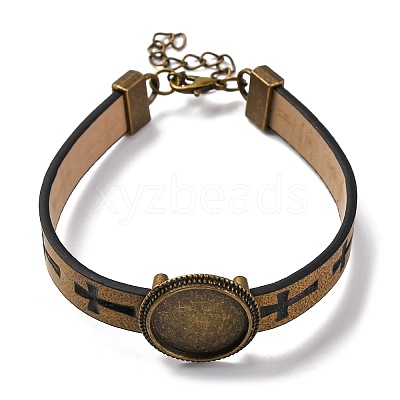 Hollow Cross PU Leather Bracelet Making MAK-I020-01F-1