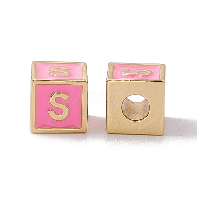 Rack Plating Brass Enamel Beads KK-B060-04G-05S-1