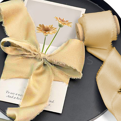 3 Rolls Polyester Satin Frayed Ribbon OCOR-DR0001-03C-1