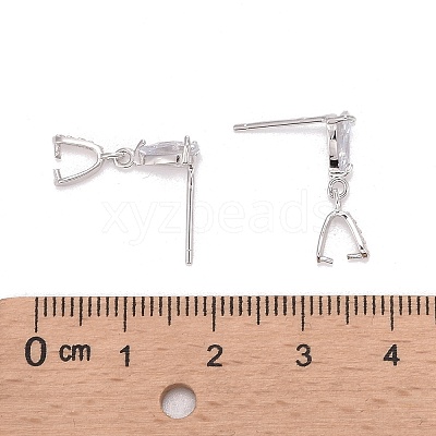 Anti-Tarnish Rhodium Plated 925 Sterling Silver Dangle Stud Earing Settings X-STER-K038-008P-1