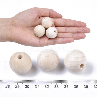 Unfinished Natural Wood Beads X-WOOD-S651-A25mm-LF-1