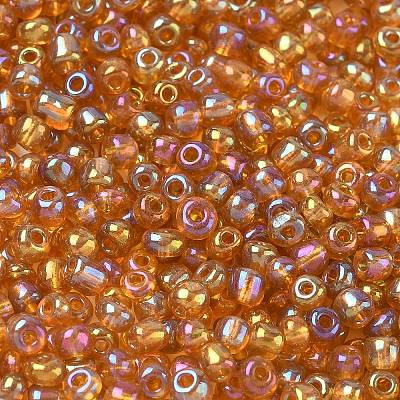 Transparent Rainbow Colours Round Glass Seed Beads X-SEED-A007-4mm-162C-1