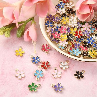 50Pcs 10 Colors Alloy Enamel Pendants ENAM-CJ0003-68-1