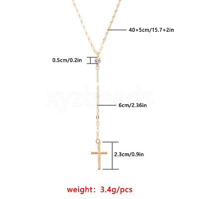 Alloy Crystal Rhinestone Cross Pendant Y Necklaces for Women WGC3C95-01-1