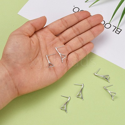Anti-Tarnish Rhodium Plated 925 Sterling Silver Stud Earring Findings STER-F048-36P-1