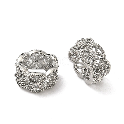 Clover Brass Clear Cubic Zirconia European Beads KK-D228-22P-1