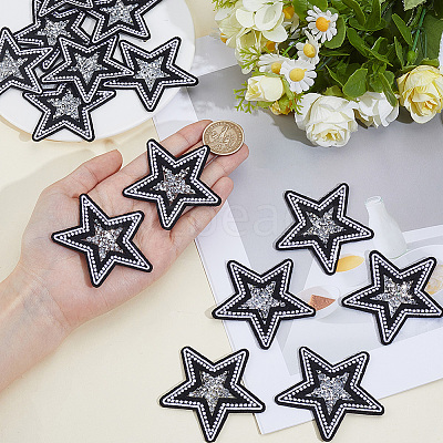 14Pcs Star Resin Rhinestone Cloth Iron On Sew On Patches DIY-CY0003-88-1