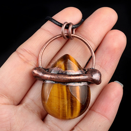 Natural Tiger Eye Pendants PW-WG1CD35-02-1