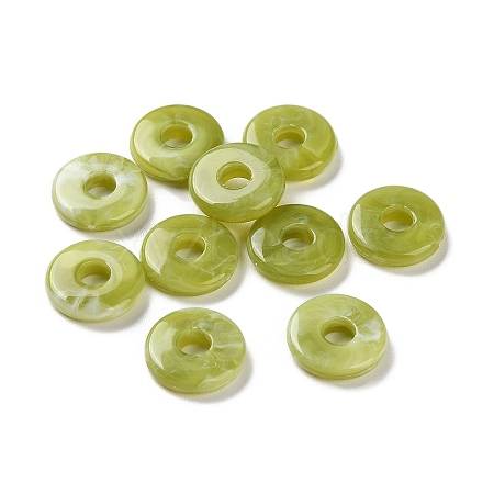 Resin Imitation Gemstone Donut/Pi Disc Charms RESI-A035-04-1