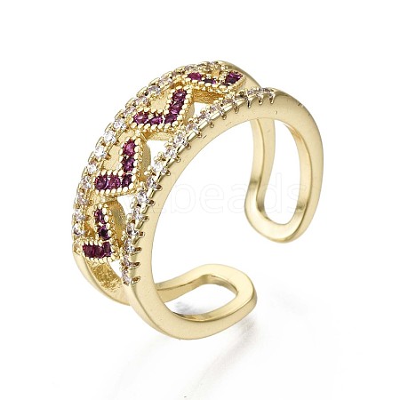 Brass Micro Pave Cubic Zirconia Cuff Rings X-RJEW-S044-086-NF-1