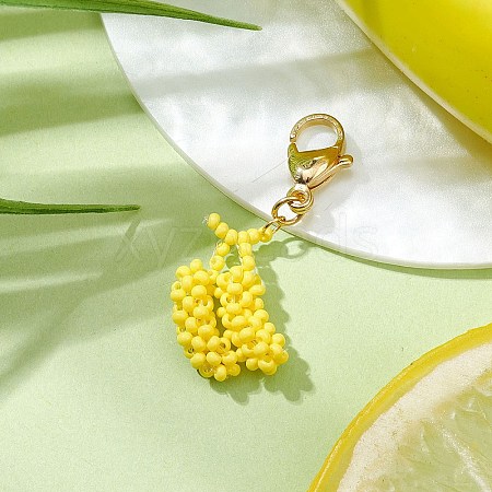 Glass Seed Beaded Banana Pendant Decoration HJEW-MZ00144-1