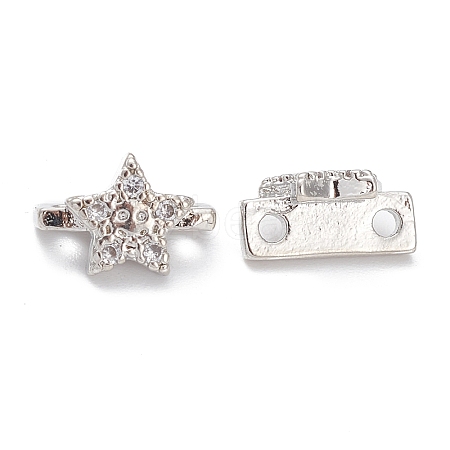 Rack Plating Brass Pave Cubic Zirconia Slide Charms KK-G464-02P-1