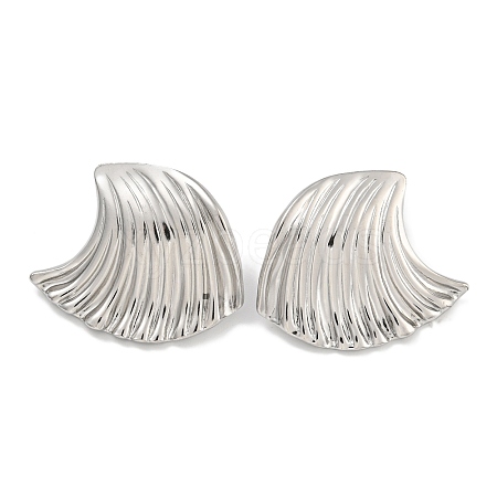 304 Stainless Steel Ocean Wave Stud Earrings for Women EJEW-U022-01P-1