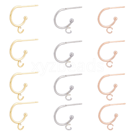 DICOSMETIC 24Pcs 3 Color 304 Stainless Steel Stud Earring Findings STAS-DC0014-80-1
