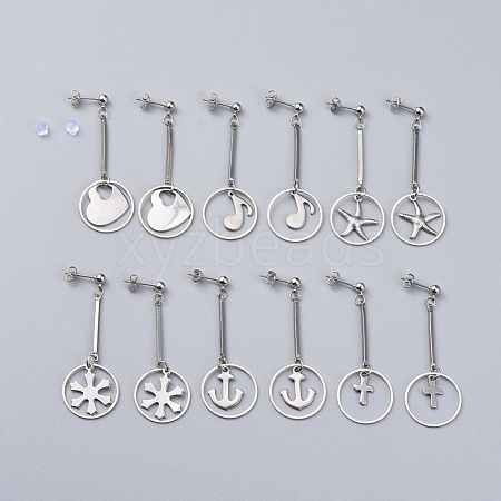 Stainless Steel Dangle Ear Studs EJEW-JE03920-1