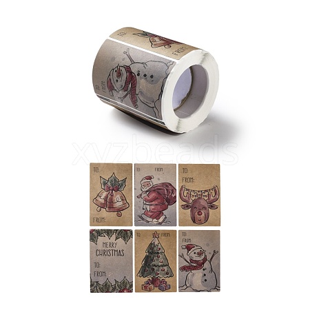 Christmas Themed Rectangle Roll Stickers DIY-B045-06-1