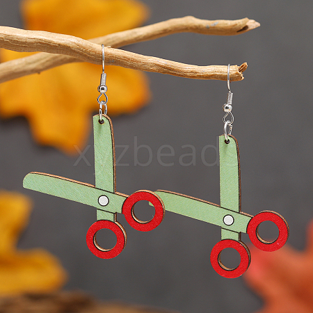 Back-to-School Scissors Wood Dangle Earrings Accessories JD6272-5-1