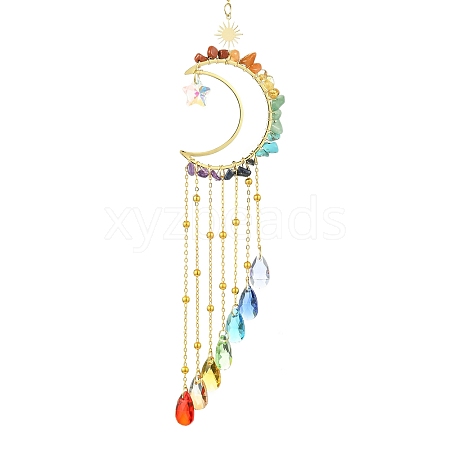 Teardrop Glass Pendant Decoration HJEW-JM02117-1