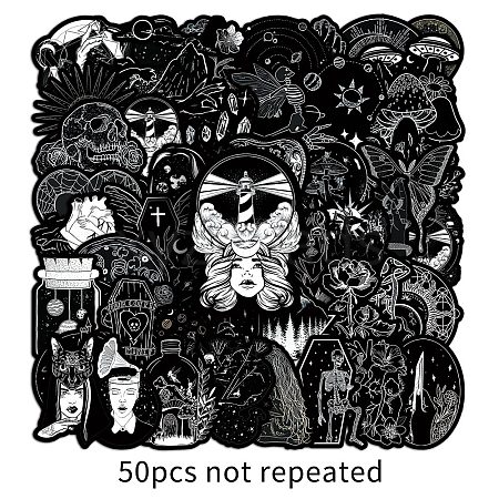 50Pcs PVC Adhesive Waterproof Stickers Gothic Punk Horror Stickers PW-WG0FAF6-01-1