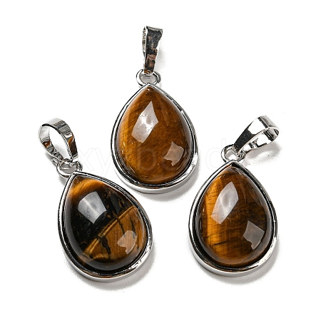 Natural Tiger Eye Pendants G-I358-B24-1