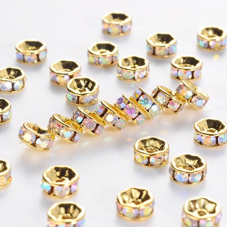 Brass Grade A Rhinestone Spacer Beads RSB039NF-02G-1