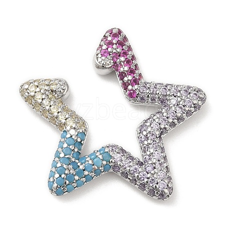 Colorful Rhinestone Star Cuff Earrings EJEW-D059-06P-01-1