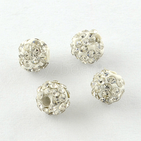 Handmade Round Polymer Clay Rhinestone Spacer Beads RB-R037-03-1