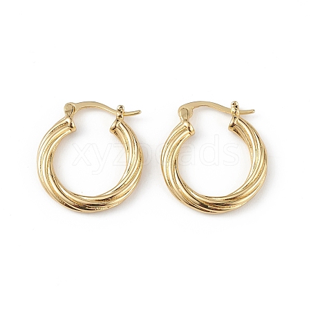 Brass Grooved Ring Hoop Earrings for Women EJEW-L234-087G-1