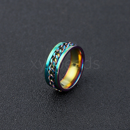 304 Stainless Steel Rotatable Chain Finger Rings for Men FS-WG60CA3-31-1