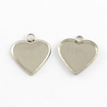 Tarnish Resistant Heart Stainless Steel Cabochon Settings Pendants STAS-Q168-11-1