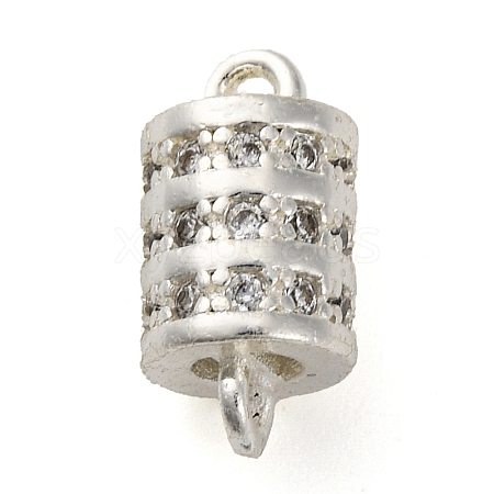 Brass Micro Pave Clear Cubic Zirconia Hollow Column Connector Charms KK-A230-05D-S-1