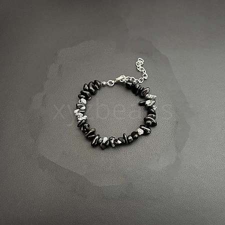 Natural Snowflake Obsidian Chip Beaded Bracelets for Women IW6789-34-1