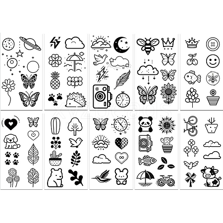 10 Sheets Cartoon Water Proof Removable Temporary Tattoos Stickers STIC-Z003-02-1