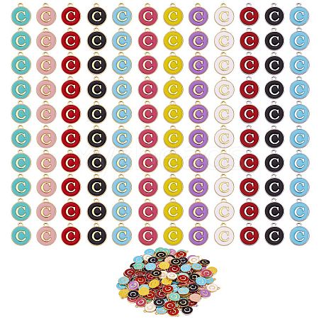 120Pcs 12 Colors Golden Plated Alloy Charms ENAM-SZ0001-64C-1