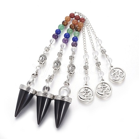 Chakra Jewelry Natural Obsidian Cone Dowsing Pendulums G-G771-E01-1