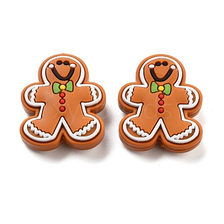 Christmas Gingerbread Man Silicone Beads SIL-U005-01A-1